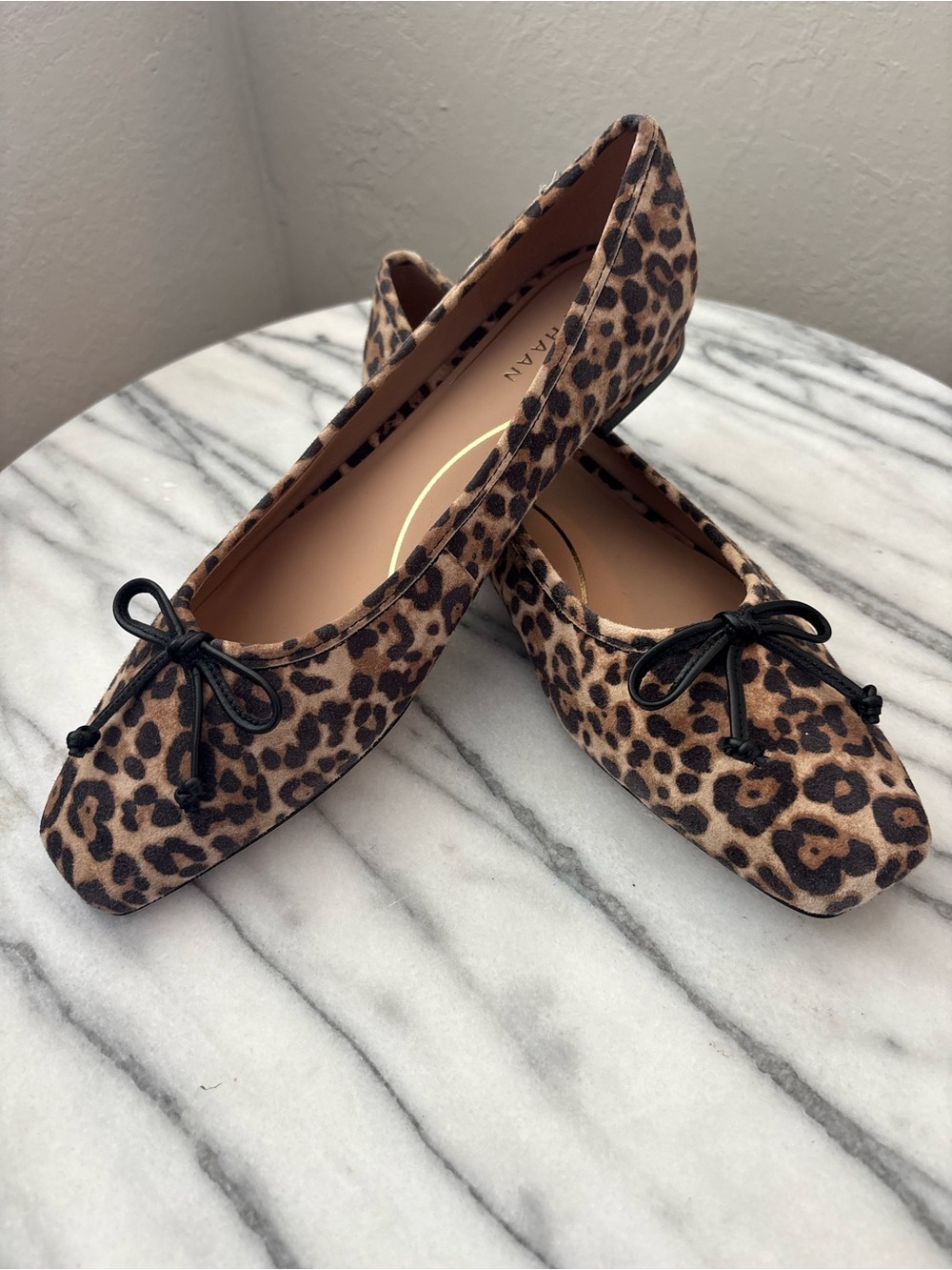 Cole Haan Leopard-Print Ballet Flats with Black Bow